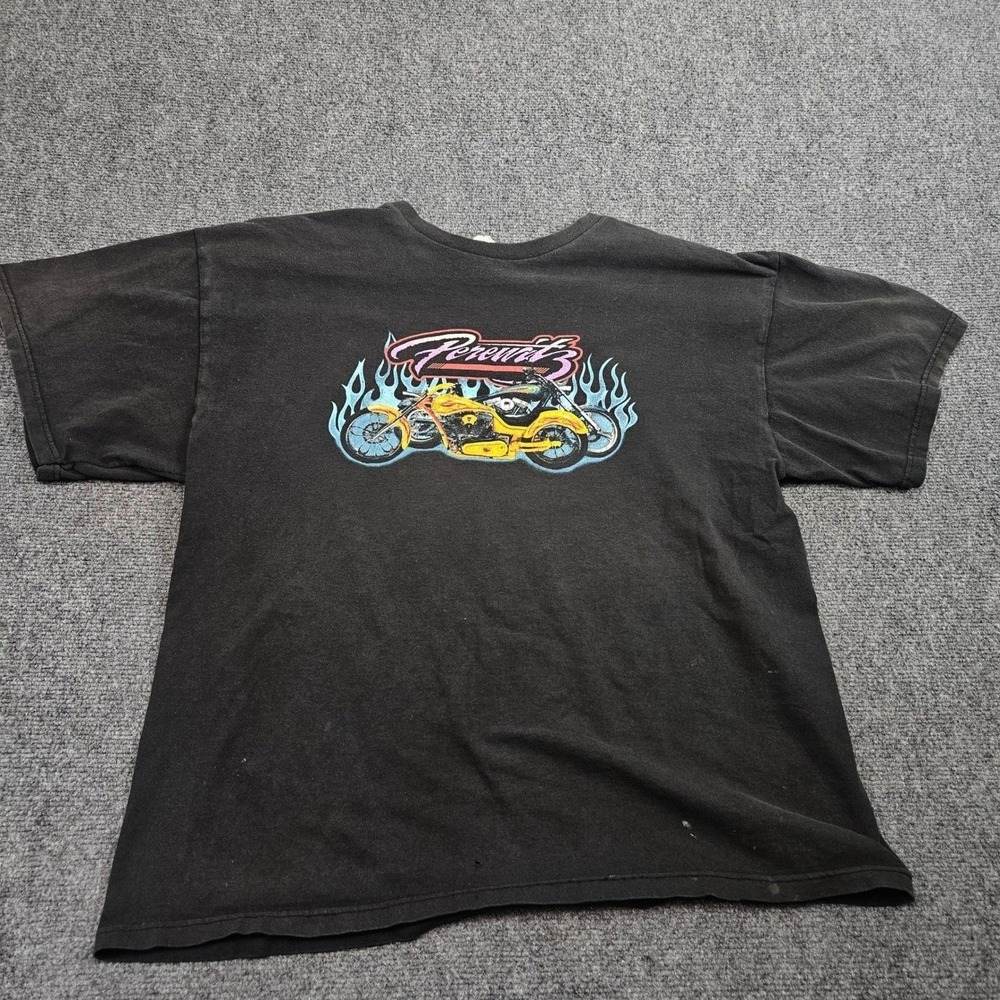 Vintage All State Motorcycle Insurance Tshirt Mens XL Black Graphic Tee Y2K